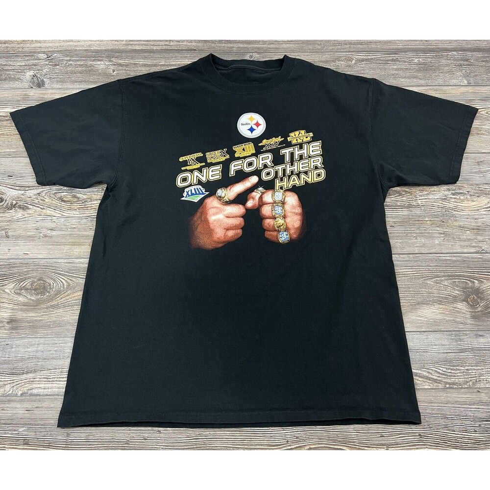 PITTSBURGH STEELERS ONE FOR THE OTHER HAND NFL Super Bowl T-Shirt Men's XL